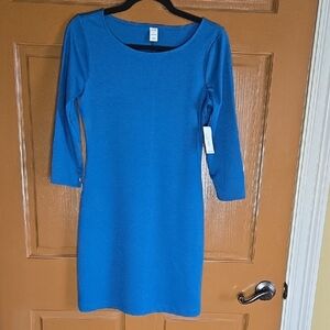 Old Navy-Blue pullover fitted dress with 3/4 sleeves Sz XS NWT